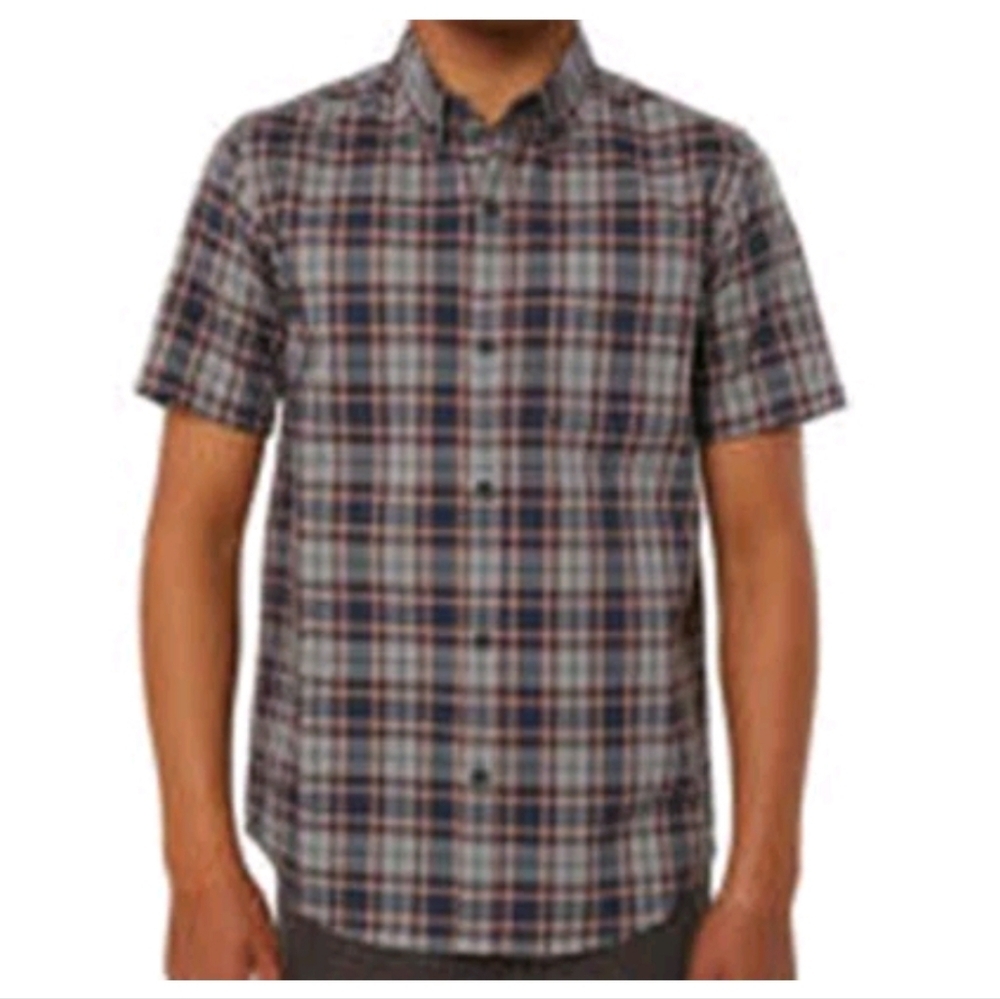 O'Neill Men's Timebomb Brown Black Plaid Surfer Button Down Casual Shirt Medium